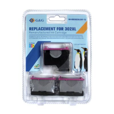 HP 302XL V3 TRICOLOR MULTIPACK 3 CARTUCHOS DE TINTA REMANUFACTURADOS ECO-SAVER F6U65AE/F6U67AE (MUESTRA NIVEL DE TINTA)